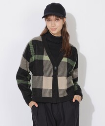 カーディガン/ボレロ（グリーン・カーキ/緑色系・チェック柄