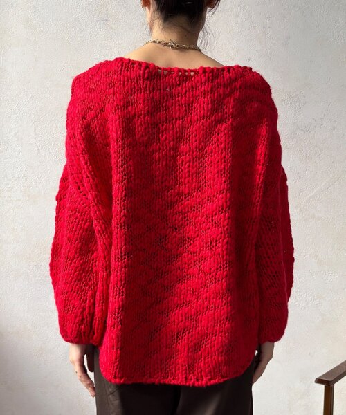 DouDou（ドゥドゥ）の「ローゲージニット（ニット/セーター・レディース・サックスブルー/グレー/レッド/レモンイエロー/オフホワイト/ピンク・FREE）」の12枚目の写真