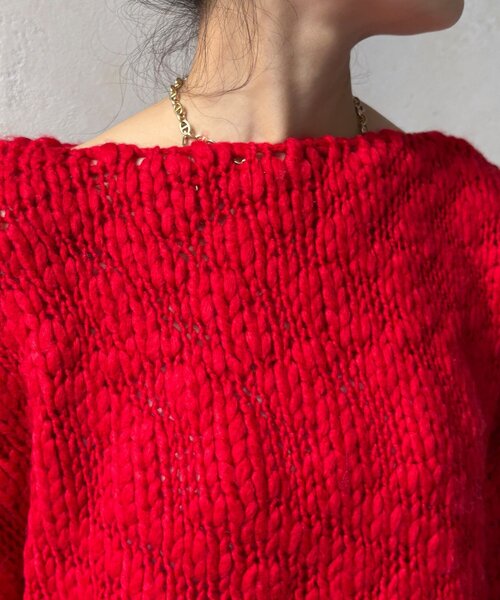 DouDou（ドゥドゥ）の「ローゲージニット（ニット/セーター・レディース・サックスブルー/グレー/レッド/レモンイエロー/オフホワイト/ピンク・FREE）」の13枚目の写真