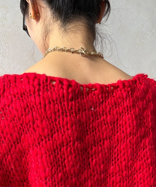 DouDou（ドゥドゥ）の「ローゲージニット（ニット/セーター・レディース・サックスブルー/グレー/レッド/レモンイエロー/オフホワイト/ピンク・FREE）」の14枚目の写真