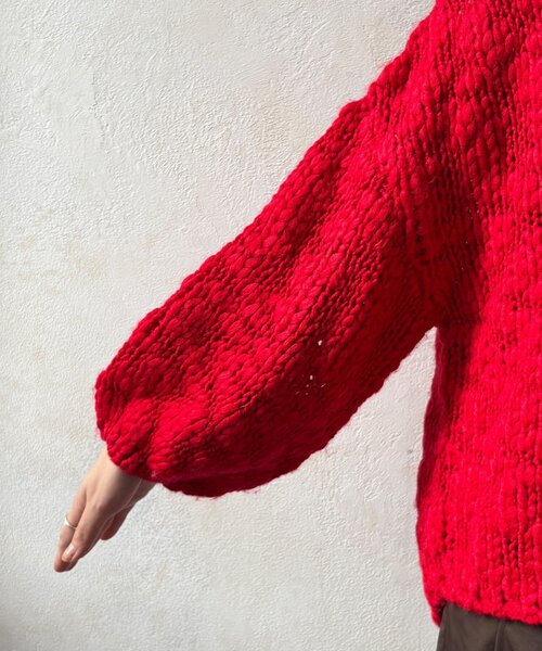 DouDou（ドゥドゥ）の「ローゲージニット（ニット/セーター・レディース・サックスブルー/グレー/レッド/レモンイエロー/オフホワイト/ピンク・FREE）」の15枚目の写真