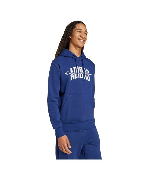 adidas(アディダス)の「アディダス adidas カレッジ スクリプト グラフィック パーカー(パーカー・メンズ・グレー/ネイビー・3L/LL/L/M/S)」の3枚目の写真