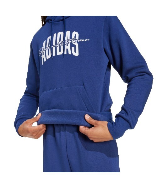 adidas(アディダス)の「アディダス adidas カレッジ スクリプト グラフィック パーカー(パーカー・メンズ・グレー/ネイビー・3L/LL/L/M/S)」の6枚目の写真