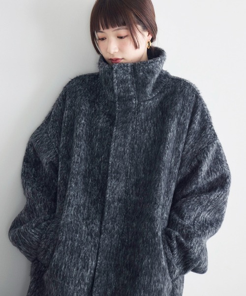 セール】【WEB限定】シャギースタンドカラーコート（ステンカラー