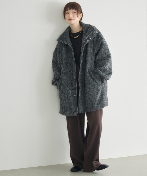 セール】【WEB限定】シャギースタンドカラーコート（ステンカラー