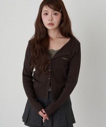 RAY CASSIN | レースレイヤードリブ前あきニット(ニット/セーター)