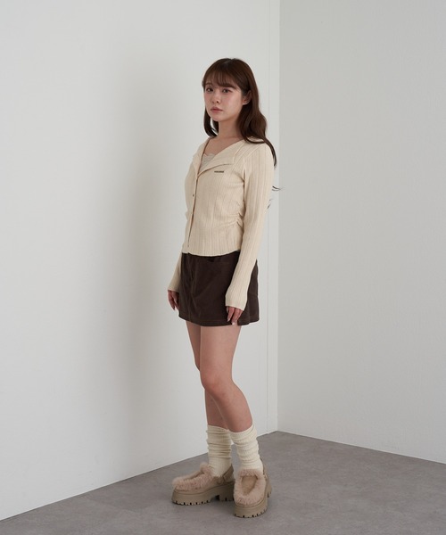 RAY CASSIN(レイカズン)の「レースレイヤードリブ前あきニット(ニット/セーター・レディース・ブラウン/ブラック/ライトベージュ/チャコールグレー・FREE)」の16枚目の写真