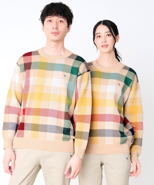 Arnold Palmer（アーノルドパーマー）の「シェア パーマーチェック ジャガードニット プルオーバー（ニット/セーター・レディース・ネイビー/ベージュ/アイボリー・LL/L/M/S/XS）」の3枚目の写真