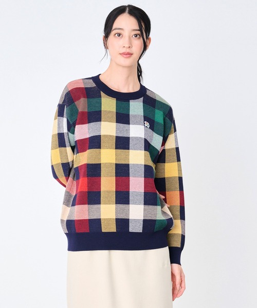 Arnold Palmer（アーノルドパーマー）の「シェア パーマーチェック ジャガードニット プルオーバー（ニット/セーター・レディース・ネイビー/ベージュ/アイボリー・LL/L/M/S/XS）」の16枚目の写真