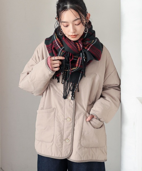 n'OrLABEL（ノアールレーベル）の「『ノーカラーキルティングジャケット』（その他アウター・レディース・カーキ/ブラック/ベージュ・FREE）」の14枚目の写真