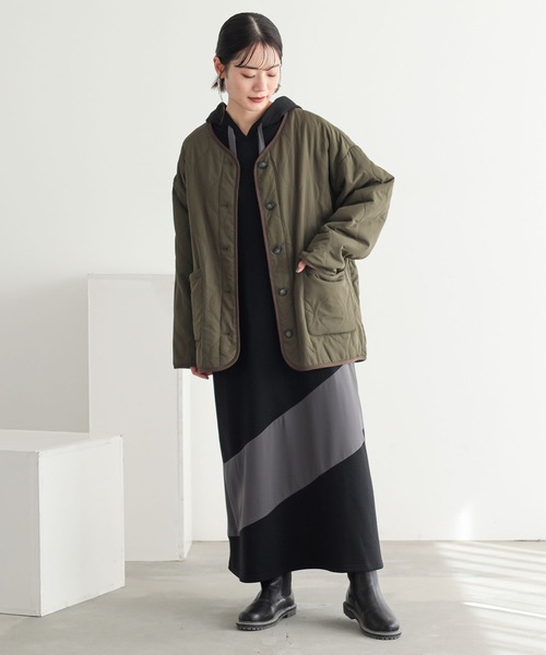 n'OrLABEL（ノアールレーベル）の「『ノーカラーキルティングジャケット』（その他アウター・レディース・カーキ/ブラック/ベージュ・FREE）」の17枚目の写真