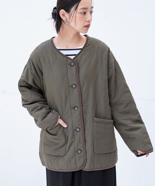 n'OrLABEL（ノアールレーベル）の「『ノーカラーキルティングジャケット』（その他アウター・レディース・カーキ/ブラック/ベージュ・FREE）」の22枚目の写真