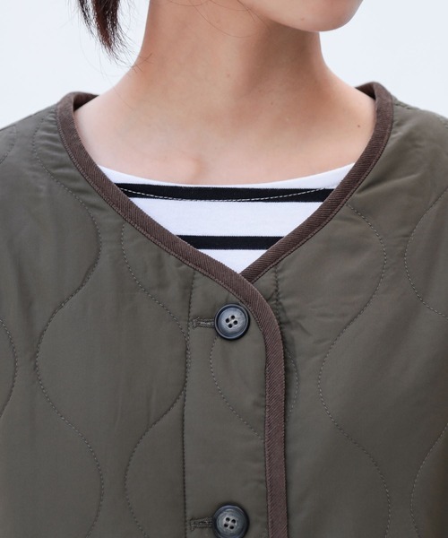 n'OrLABEL（ノアールレーベル）の「『ノーカラーキルティングジャケット』（その他アウター・レディース・カーキ/ブラック/ベージュ・FREE）」の16枚目の写真