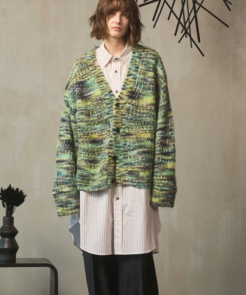 MAISON SPECIAL(メゾンスペシャル)の「《UNISEX》Italian Imported Yarn Prime-Over V-neck cardigan/イタリアンインポートヤーンプライムオーバーVネックカーディガン【MAISON SPECIAL/メゾンスペシャル】(カーディガン/ボレロ・メンズ・グリーン/オレンジ/ブルー・1/2)」の8枚目の写真