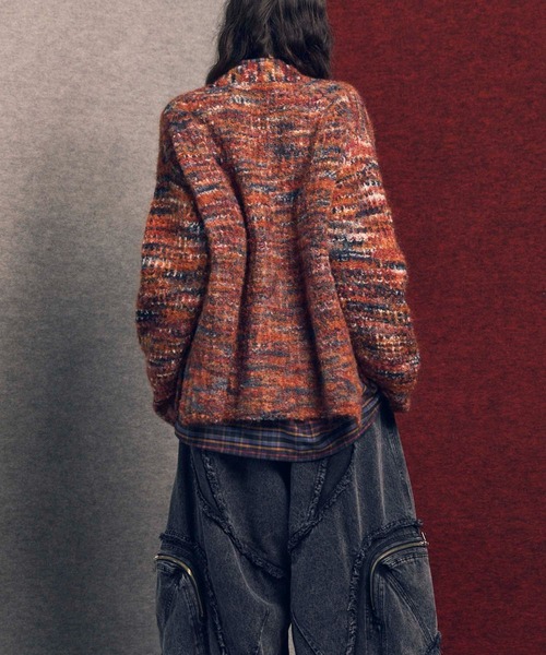 MAISON SPECIAL(メゾンスペシャル)の「《UNISEX》Italian Imported Yarn Prime-Over V-neck cardigan/イタリアンインポートヤーンプライムオーバーVネックカーディガン【MAISON SPECIAL/メゾンスペシャル】(カーディガン/ボレロ・メンズ・グリーン/オレンジ/ブルー・1/2)」の14枚目の写真