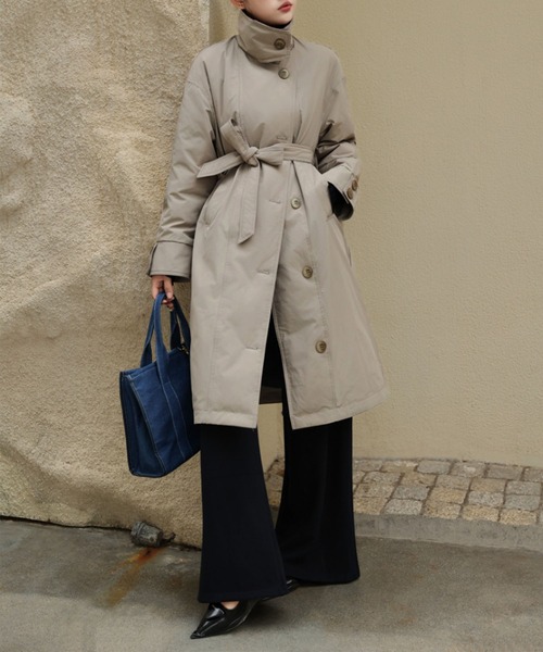 aimoha（アイモハ）の「ベルト付きロングダウンコート (AW)（ダウンジャケット/コート・レディース・チョコ/ブラック/イエロー/ベージュ/ダークグレー・M）」の5枚目の写真