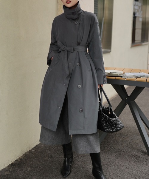 aimoha（アイモハ）の「ベルト付きロングダウンコート (AW)（ダウンジャケット/コート・レディース・チョコ/ブラック/イエロー/ベージュ/ダークグレー・M）」の3枚目の写真