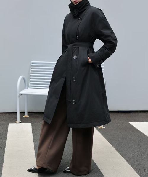 aimoha（アイモハ）の「ベルト付きロングダウンコート (AW)（ダウンジャケット/コート・レディース・チョコ/ブラック/イエロー/ベージュ/ダークグレー・M）」の2枚目の写真