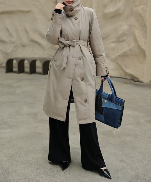 aimoha（アイモハ）の「ベルト付きロングダウンコート (AW)（ダウンジャケット/コート・レディース・チョコ/ブラック/イエロー/ベージュ/ダークグレー・M）」の8枚目の写真