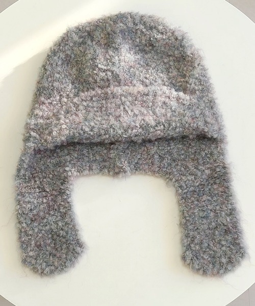 DAY CLOSET（デイ クローゼット）の「【耳まで暖かい/保温性・通気性あり】ループニット耳あて付きトルーパーハット レディース（ニットキャップ/ビーニー・レディース・ブラウン/ホワイト/ブルーグレー/ブラック/モカ・ONE SIZE）」の3枚目の写真