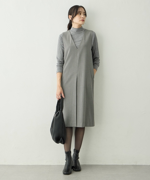 A/C DESIGN BY ALPHA CUBIC（エーシーデザインバイアルファキュービック）の「【ローズオイル加工】千鳥柄ジャンスカワンピース（ワンピース・レディース・ブラウン/ブラック・9号/11号）」の7枚目の写真