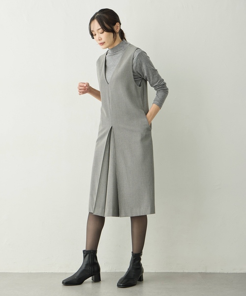 A/C DESIGN BY ALPHA CUBIC（エーシーデザインバイアルファキュービック）の「【ローズオイル加工】千鳥柄ジャンスカワンピース（ワンピース・レディース・ブラウン/ブラック・9号/11号）」の8枚目の写真