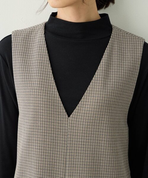 A/C DESIGN BY ALPHA CUBIC（エーシーデザインバイアルファキュービック）の「【ローズオイル加工】千鳥柄ジャンスカワンピース（ワンピース・レディース・ブラウン/ブラック・9号/11号）」の9枚目の写真