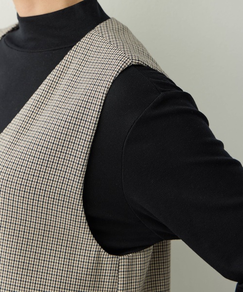 A/C DESIGN BY ALPHA CUBIC（エーシーデザインバイアルファキュービック）の「【ローズオイル加工】千鳥柄ジャンスカワンピース（ワンピース・レディース・ブラウン/ブラック・9号/11号）」の10枚目の写真