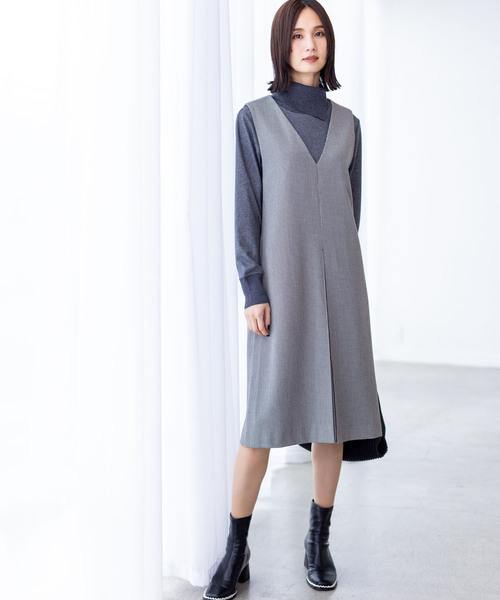 A/C DESIGN BY ALPHA CUBIC（エーシーデザインバイアルファキュービック）の「【ローズオイル加工】千鳥柄ジャンスカワンピース（ワンピース・レディース・ブラウン/ブラック・9号/11号）」の16枚目の写真