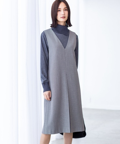 A/C DESIGN BY ALPHA CUBIC（エーシーデザインバイアルファキュービック）の「【ローズオイル加工】千鳥柄ジャンスカワンピース（ワンピース・レディース・ブラウン/ブラック・9号/11号）」の2枚目の写真