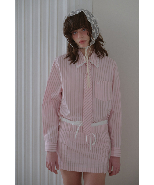 LETERIE(レテリー)の「STRIPE MINI SKIRT_PINK(スカート・レディース・ピンク・SMALL/MEDIUM)」の2枚目の写真