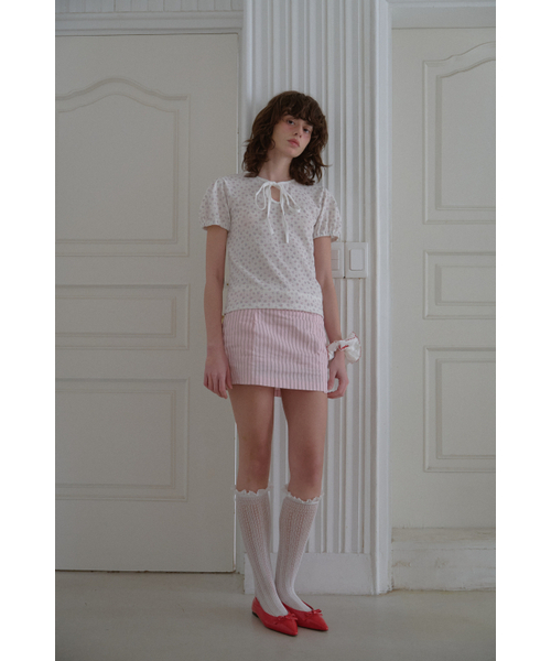 LETERIE(レテリー)の「STRIPE MINI SKIRT_PINK(スカート・レディース・ピンク・SMALL/MEDIUM)」の4枚目の写真