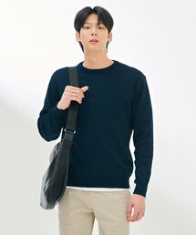男性変形組織ラウンドセーター-DARK5211B0G