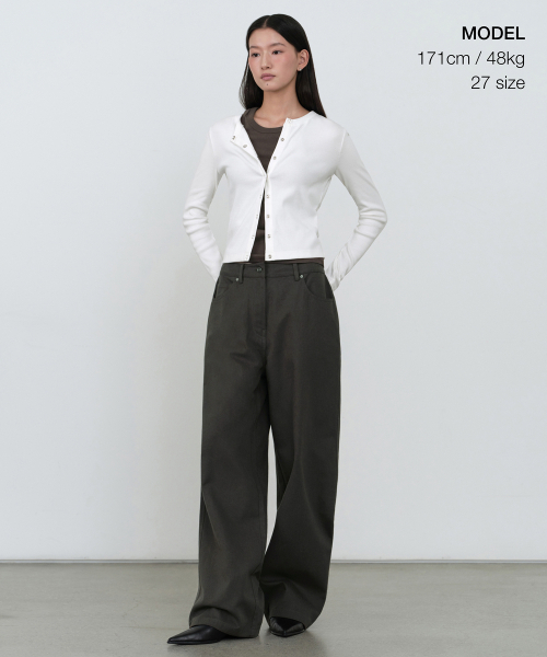 MUSINSA STANDARD WOMAN（ムシンサスタンダードウーマン）の「ウィメンズコットンエクストラワイドパンツ[ダークグレー]（その他パンツ・レディース・その他・30/24/25/26/27/28/29）」の2枚目の写真