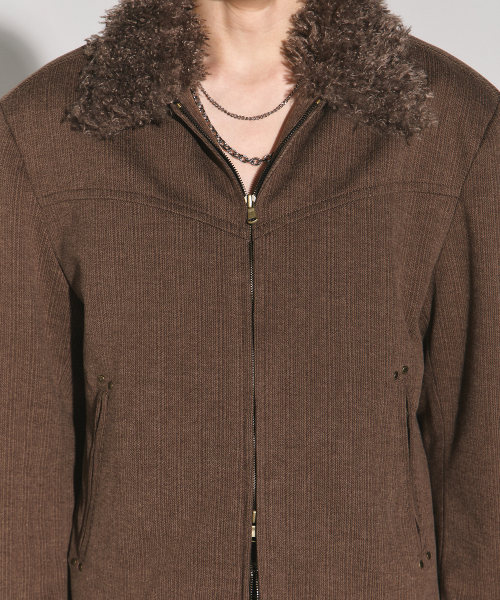 WESLEYHYUSTON(ウェズリーユーストン)の「Dust line fur collar herringbone jacket brown(その他アウター・メンズ・その他・MEDIUM/LARGE)」の3枚目の写真