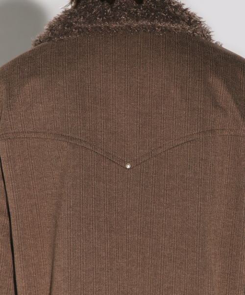 WESLEYHYUSTON(ウェズリーユーストン)の「Dust line fur collar herringbone jacket brown(その他アウター・メンズ・その他・MEDIUM/LARGE)」の4枚目の写真