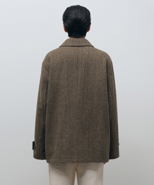 セール】ウールブレンドツイードオーバーサイズハーフバルマカンコート