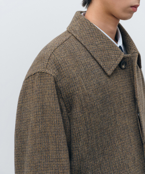 セール】ウールブレンドツイードオーバーサイズハーフバルマカンコート