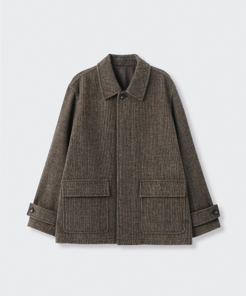 セール】ウールブレンドツイードオーバーサイズハーフバルマカンコート