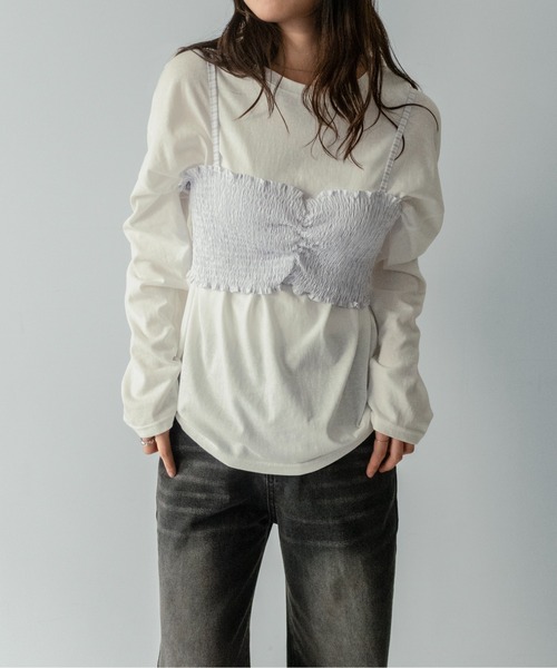 on:nue（オンニュ）の「【on:nue】[着用動画あり！/3way仕様] シャツ×ビスチェ レイヤードストライプシャツ（シャツ/ブラウス・レディース・ブルー/ホワイト・FREE）」の14枚目の写真