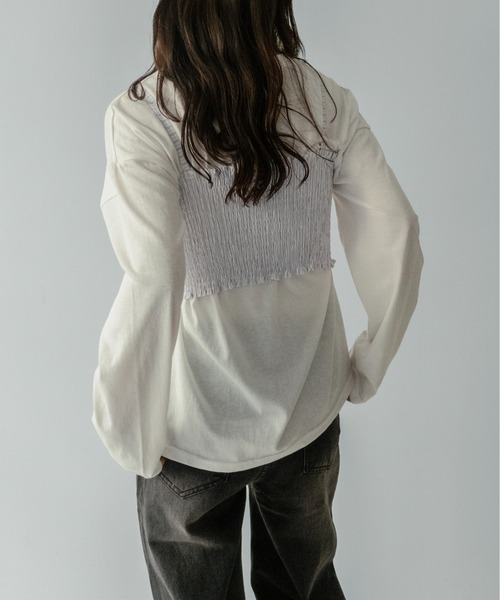 on:nue（オンニュ）の「【on:nue】[着用動画あり！/3way仕様] シャツ×ビスチェ レイヤードストライプシャツ（シャツ/ブラウス・レディース・ブルー/ホワイト・FREE）」の16枚目の写真