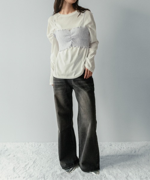 on:nue（オンニュ）の「【on:nue】[着用動画あり！/3way仕様] シャツ×ビスチェ レイヤードストライプシャツ（シャツ/ブラウス・レディース・ブルー/ホワイト・FREE）」の20枚目の写真