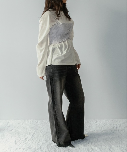 on:nue（オンニュ）の「【on:nue】[着用動画あり！/3way仕様] シャツ×ビスチェ レイヤードストライプシャツ（シャツ/ブラウス・レディース・ブルー/ホワイト・FREE）」の21枚目の写真