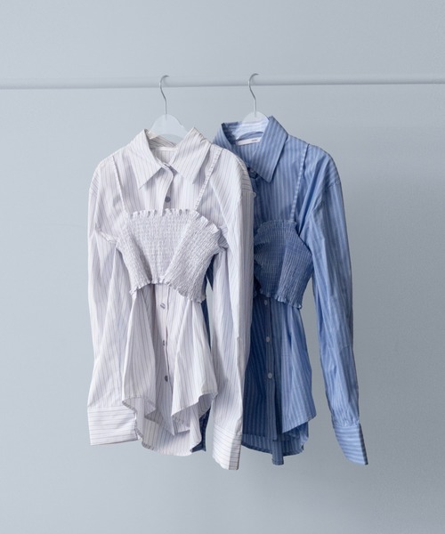 on:nue】[着用動画あり！/3way仕様] シャツ×ビスチェ レイヤード