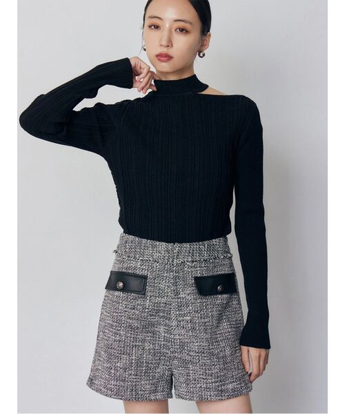 MURUA（ムルーア）の「チョーカーランダムリブニット（ニット/セーター・レディース・ブラック/ブルー/ホワイト・FREE）」の2枚目の写真