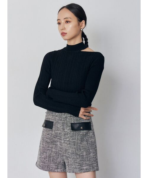 MURUA（ムルーア）の「チョーカーランダムリブニット（ニット/セーター・レディース・ブラック/ブルー/ホワイト・FREE）」の5枚目の写真