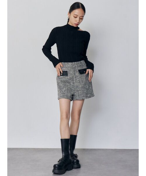 MURUA（ムルーア）の「チョーカーランダムリブニット（ニット/セーター・レディース・ブラック/ブルー/ホワイト・FREE）」の7枚目の写真