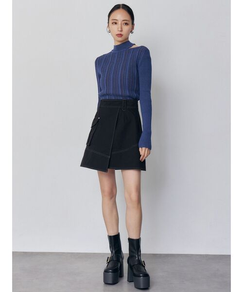 MURUA（ムルーア）の「チョーカーランダムリブニット（ニット/セーター・レディース・ブラック/ブルー/ホワイト・FREE）」の11枚目の写真