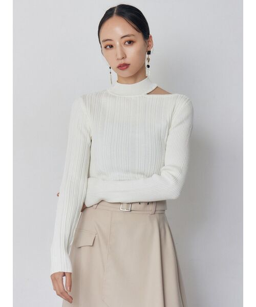 MURUA（ムルーア）の「チョーカーランダムリブニット（ニット/セーター・レディース・ブラック/ブルー/ホワイト・FREE）」の12枚目の写真