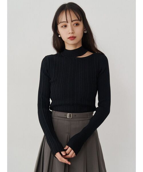 MURUA（ムルーア）の「チョーカーランダムリブニット（ニット/セーター・レディース・ブラック/ブルー/ホワイト・FREE）」の16枚目の写真